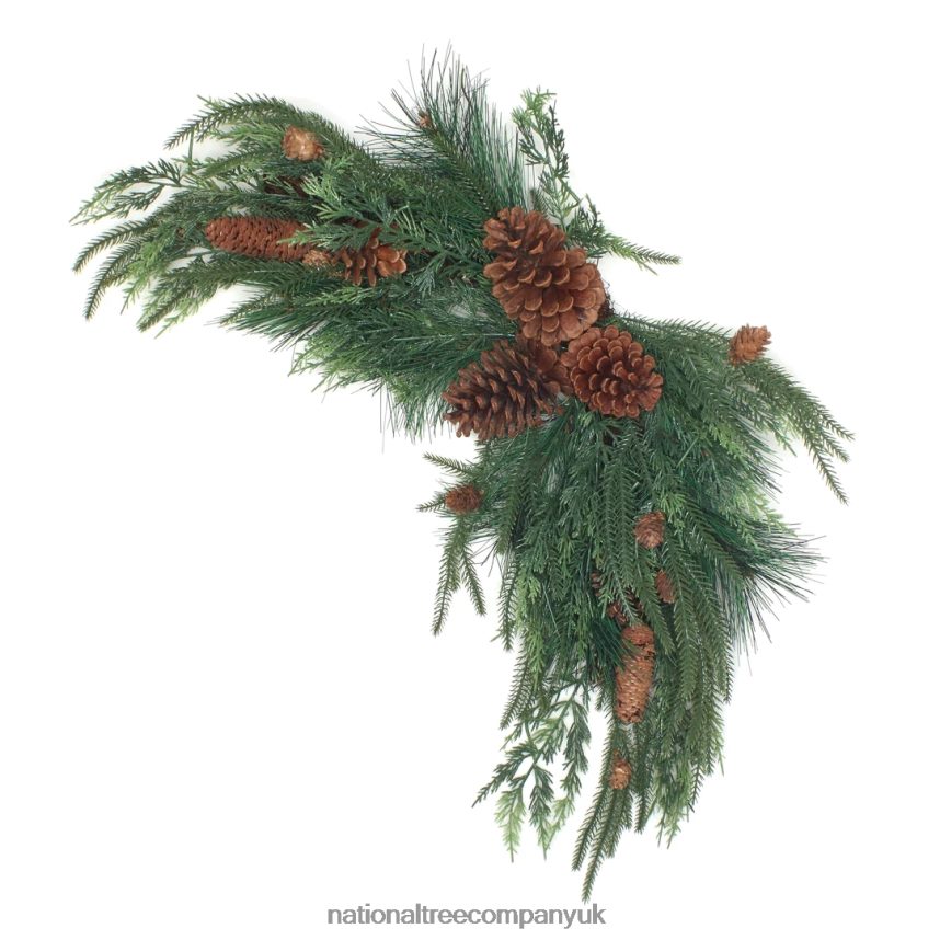Greenery | National Tree Company Mixed Pine Christmas Corner Swags with Assorted Pinecones Set of Two 26 in F2L4F469